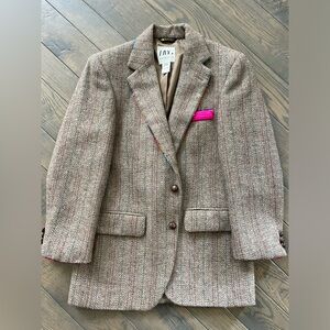 HBG HEIDIBARONGODOFF Vintage Harris tweed Blazer Serape Blanket Trim-size small